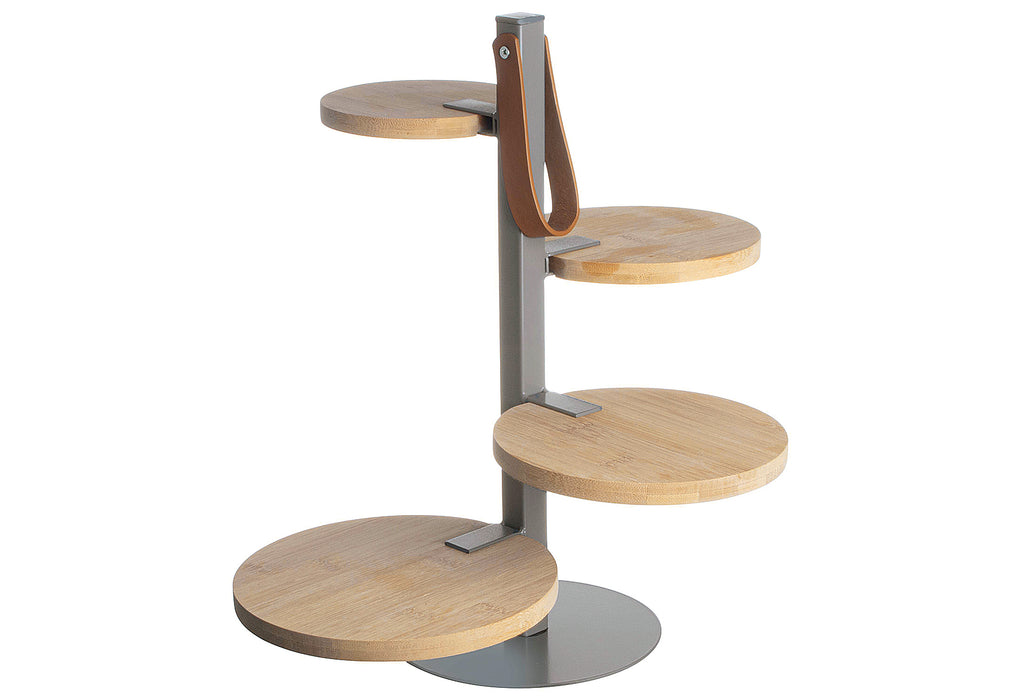 GUSTA Etagere mit 4 Holzteller H 36cm