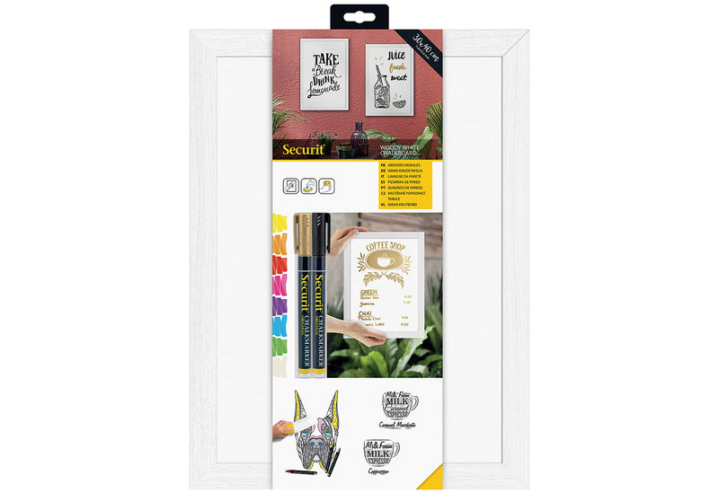 SECURIT Kreidetafel WOODY mit weißer Schreibfläche 40x30cm