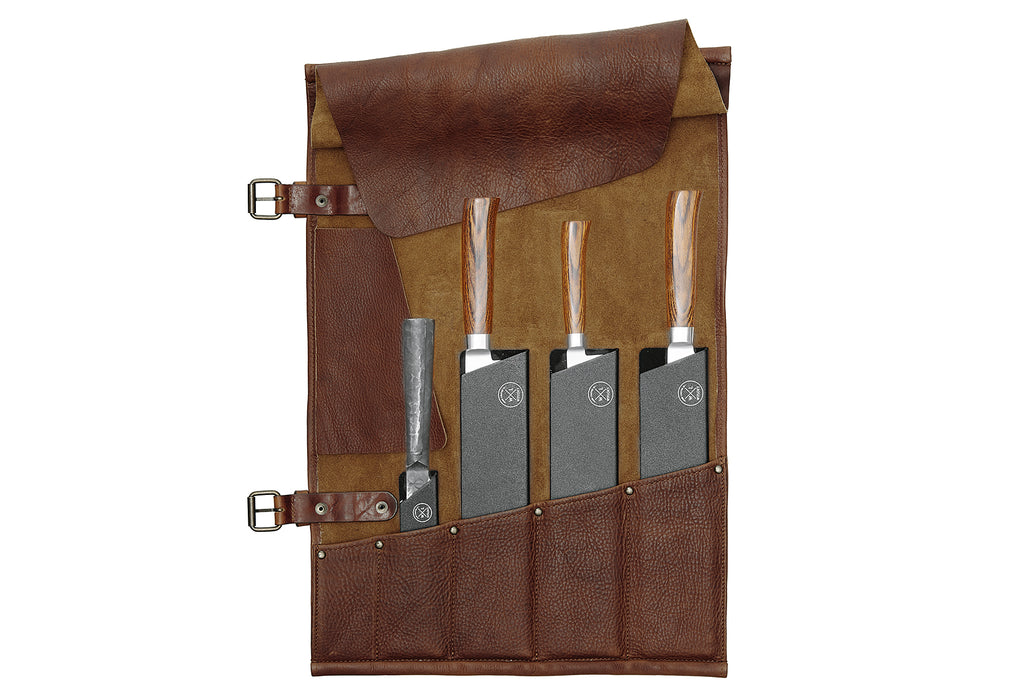 WITLOFT Leder-Messerrolle 5-Pocket dunkelbraun