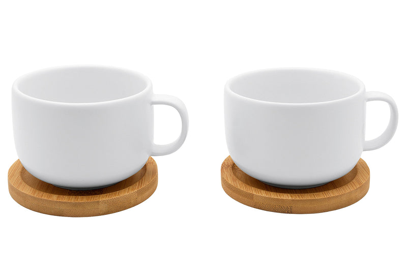 BREDEMEIJER Teebecher Umea mit Untersetzer 250ml 2er Set weiß