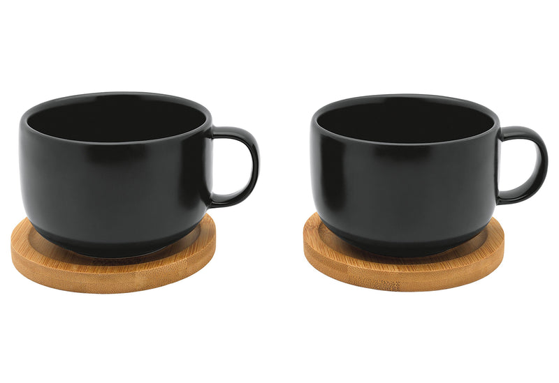 BREDEMEIJER Teebecher Umea mit Untersetzer 250ml 2er Set schwarz