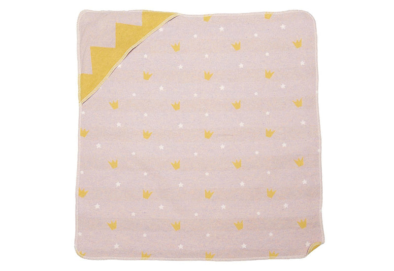 FUSSENEGGER Babydecke mit Kapuze Kronen 80x80cm altrosa