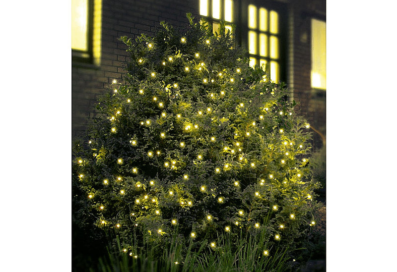 F-H-S Lichternetz 200LED mit Timer warmweiß IP44 Außenadapter 3x3m grün