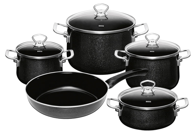 RIESS Topfset Black Magic 5teilig schwarz Emaille