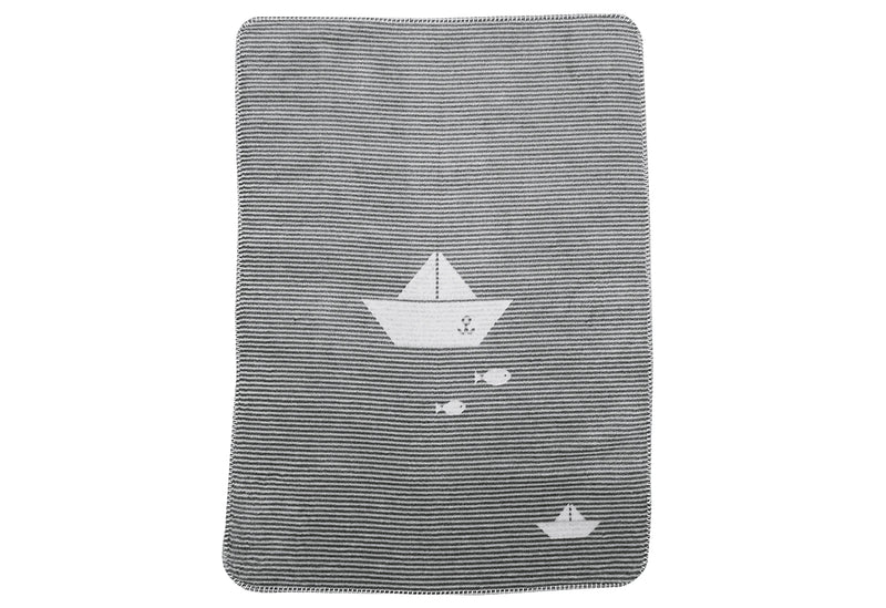 FUSSENEGGER Babydecke Panda Schiffchen 75x100cm grau