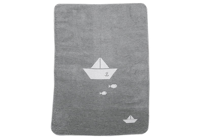 FUSSENEGGER Babydecke Panda Schiffchen 75x100cm grau