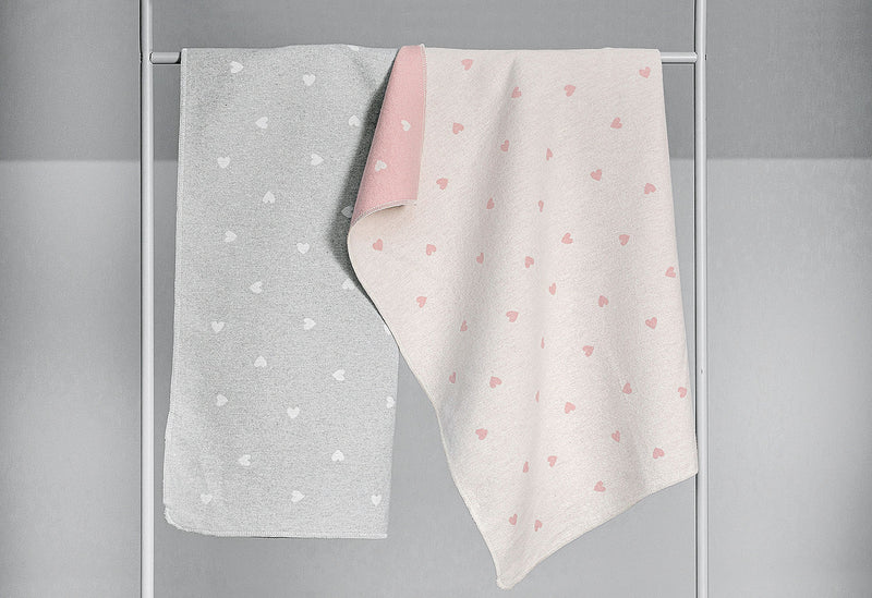 FUSSENEGGER Schmusedecke Herzchen Filz 70x90cm Baumwolle/ Flanell