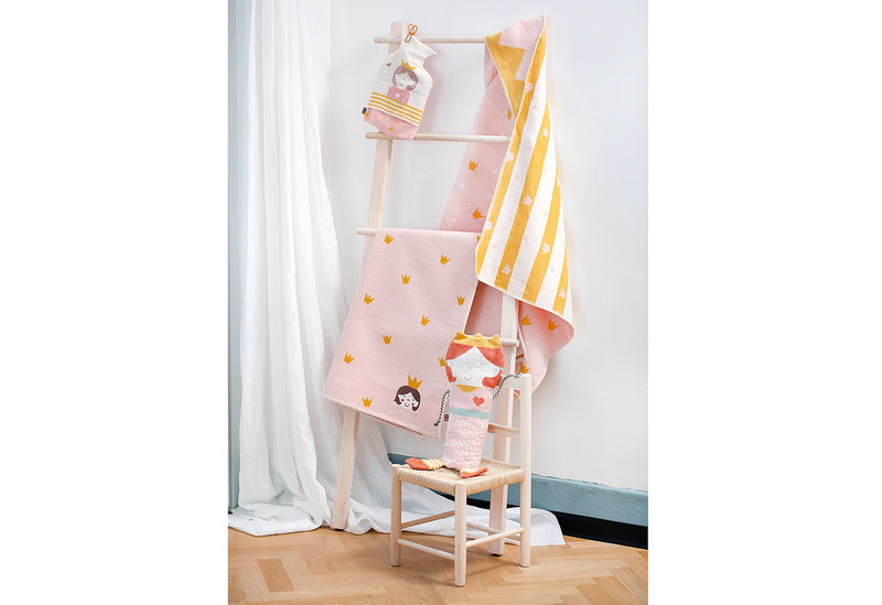 FUSSENEGGER Babydecke mit Kapuze Kronen 80x80cm altrosa