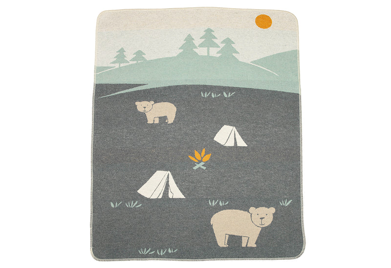 FUSSENEGGER Babydecke Camping 70x90cm grau