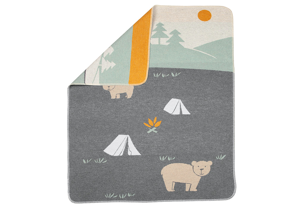 FUSSENEGGER Babydecke Camping 70x90cm grau