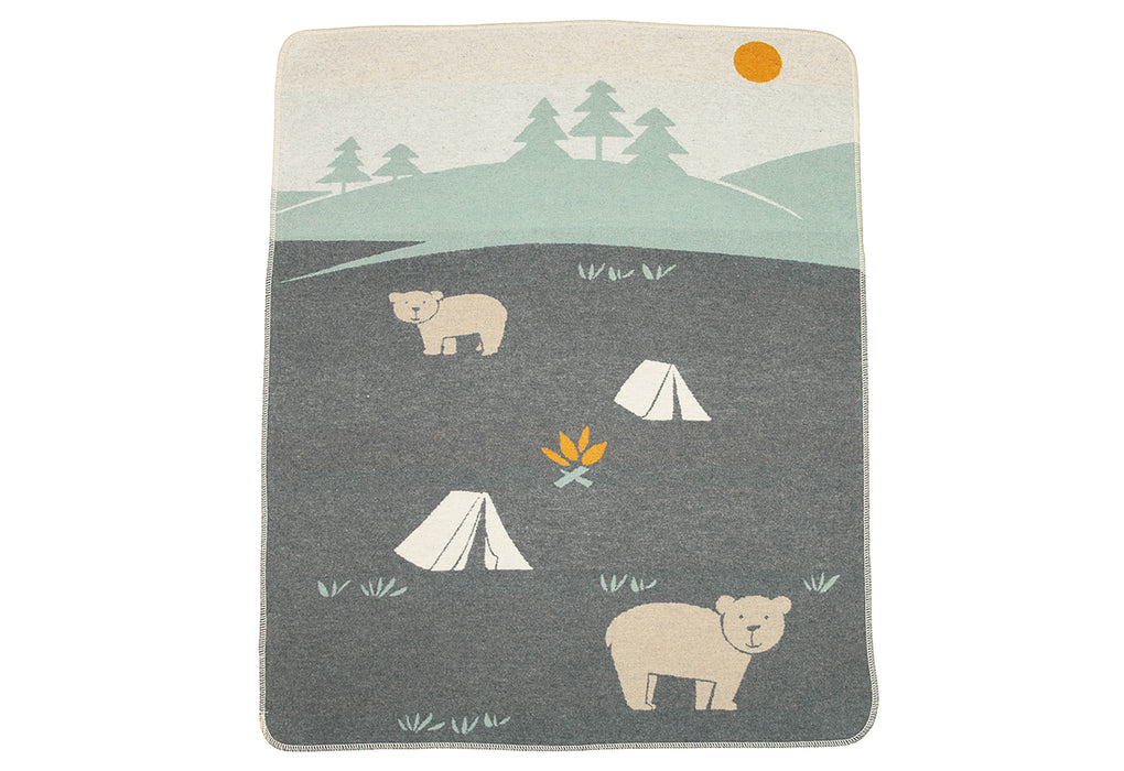 FUSSENEGGER Babydecke Camping 70x90cm grau