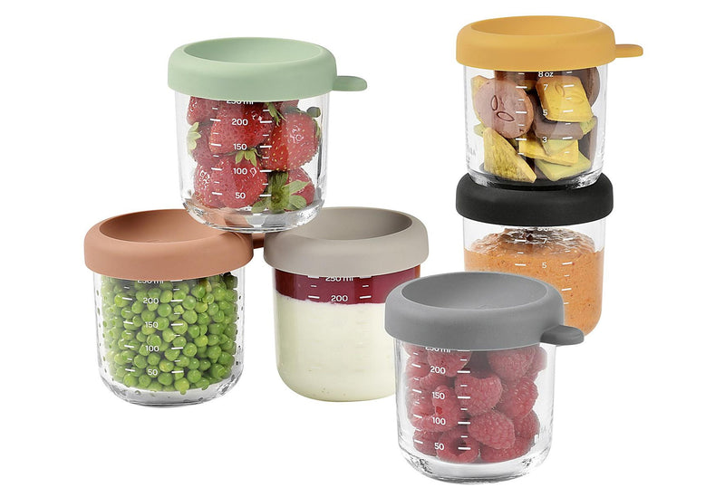 BEABA Portionsbehälter aus Glas 250ml sunrise color mix 6er Set