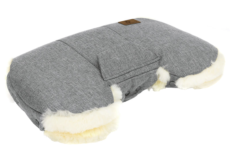 BABYWORLD Handwärmer mit Lammfell silbergrau