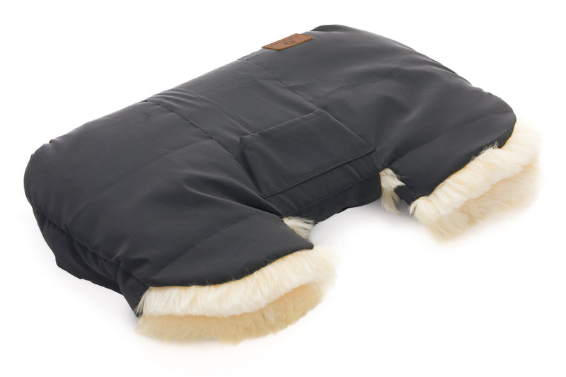 BABYWORLD Lammfell-Handwärmer nature safety schwarz reflektierend