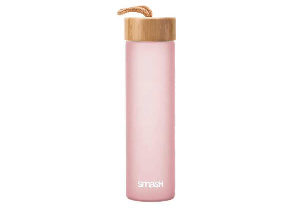 SMASH Glas Trinkflasche Soft Touch 600ml pink