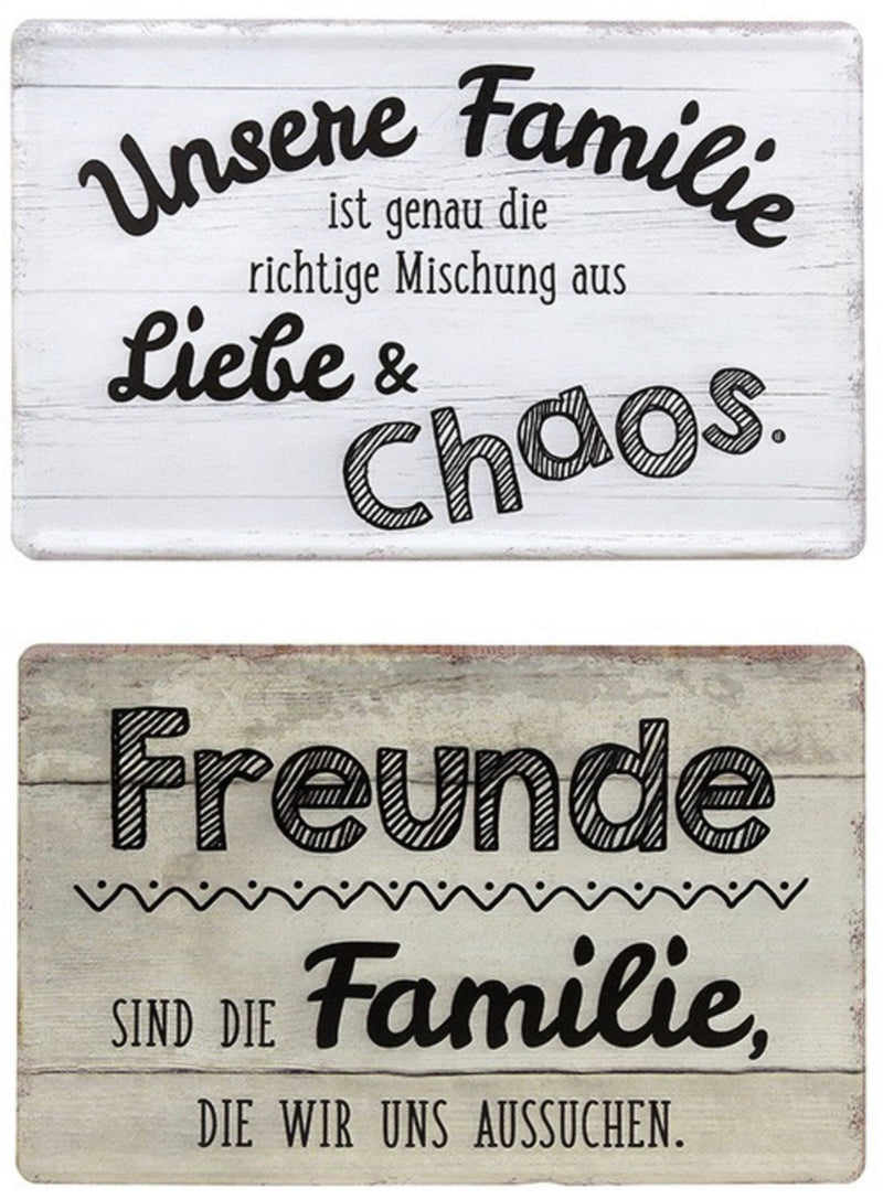 Vintage Retro Metallschild , Modell FREUNDE SIND DIE FAMILIE..., Material Metall , Maße 30 x 19 cm, cremefarben, ideal für Küche, Flur, Cafe, Cafeteria oder einfach Zuhause.