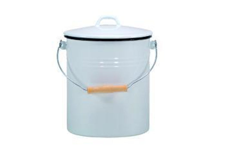 KARL KRÜGER Eimer mit Deckel 10 l 32cm Ø25cm emailliert weiß