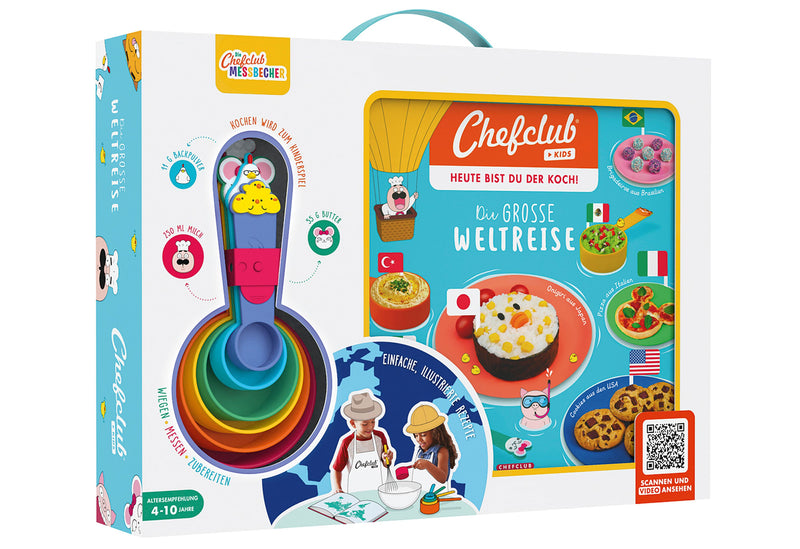 CHEFCLUB Backset Buch Die große Weltreise mit den Chefclub Messbechern