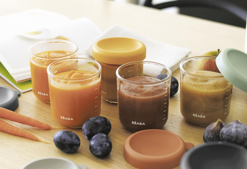 BEABA Portionsbehälter aus Glas 250ml sunrise color mix 6er Set