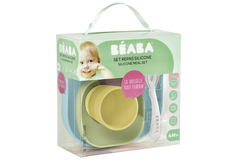 BEABA Geschirrset Silikon gelb