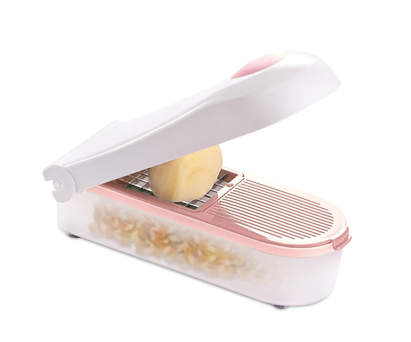 BROSZIO Multifunktions-Gemüseschneider EQ Dicer blau vanilla peach grün