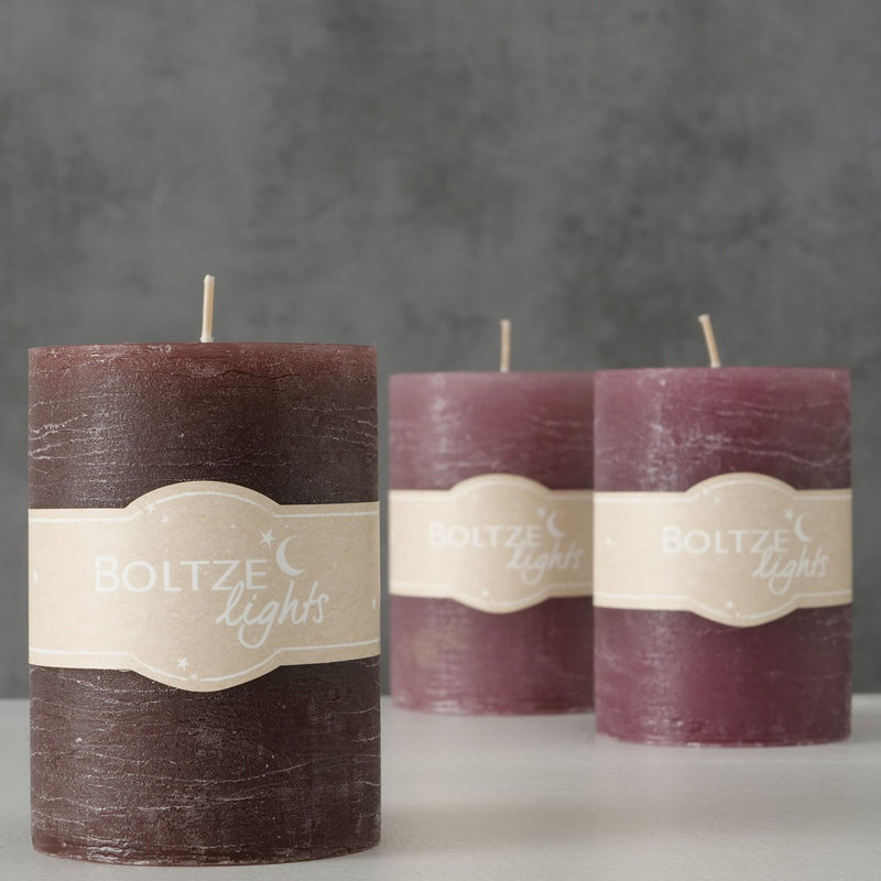 3er Set  Stumpen Kerzenset " Boltze light " in ROT, toller Vintage Landhausstil, 7 cm Durchmesser, Höhe 10 cm, handgearbeitet, 45 Std. Brennzeit, Hoher Neidfaktor