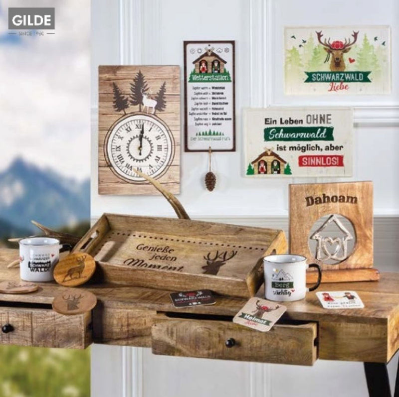 Holzschild in Groß, Vintage Stil mit Sprüchen oder Weisheit, Modell HEIMAT IST..., Maße 50 x 36 cm, weiß, Wandbild ziert Heim und Haus, ideale Geschenkidee