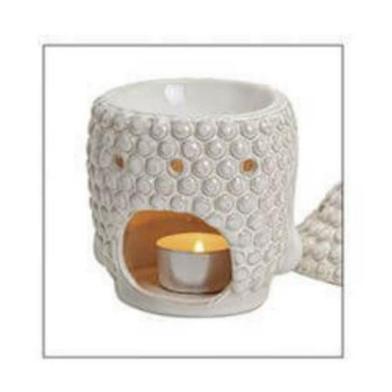 Duftlampe Buddha aus Keramik, weiß, für Teelichter, Ausführung mit abnehmbarem Duftdeckel, 20 x 11 x 11 cm