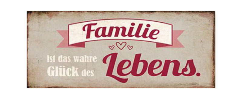 Vintage Retro Metallschild, Maße 21 x 10 cm , Weisheit Zuhause Familie mit Spruch: Familie ist das wahre Glück des Lebens, ideal als Geschenk