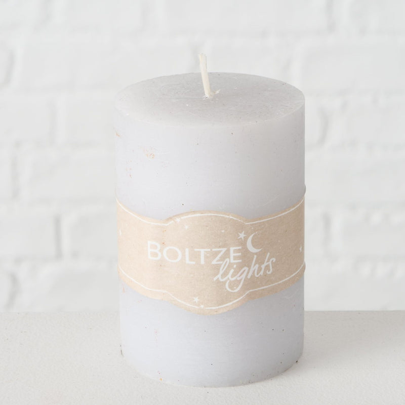 3er Set  Stumpen Kerzenset " Boltze light " in GRAU, toller Vintage Landhausstil, 7 cm Durchmesser, Höhe 10 cm, handgearbeitet, 45 Std. Brennzeit, Hoher Neidfaktor
