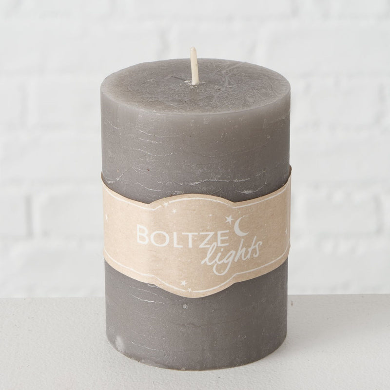 3er Set  Stumpen Kerzenset " Boltze light " in GRAU, toller Vintage Landhausstil, 7 cm Durchmesser, Höhe 10 cm, handgearbeitet, 45 Std. Brennzeit, Hoher Neidfaktor
