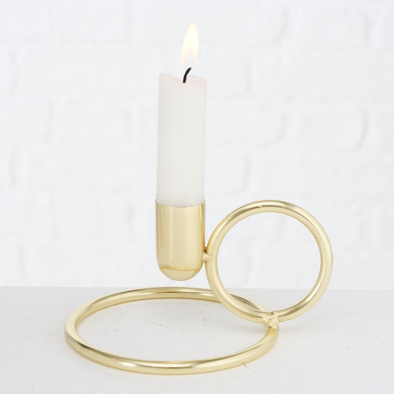 2er Set goldfarbener Kerzenständer , Höhe 7 cm mit 12 cm Breite, Modell KANDY GOLD, Kerzenhalter, Kerzenleuchter, fester Stand, Eisen pulverbeschichtet, hoher Neidfaktor