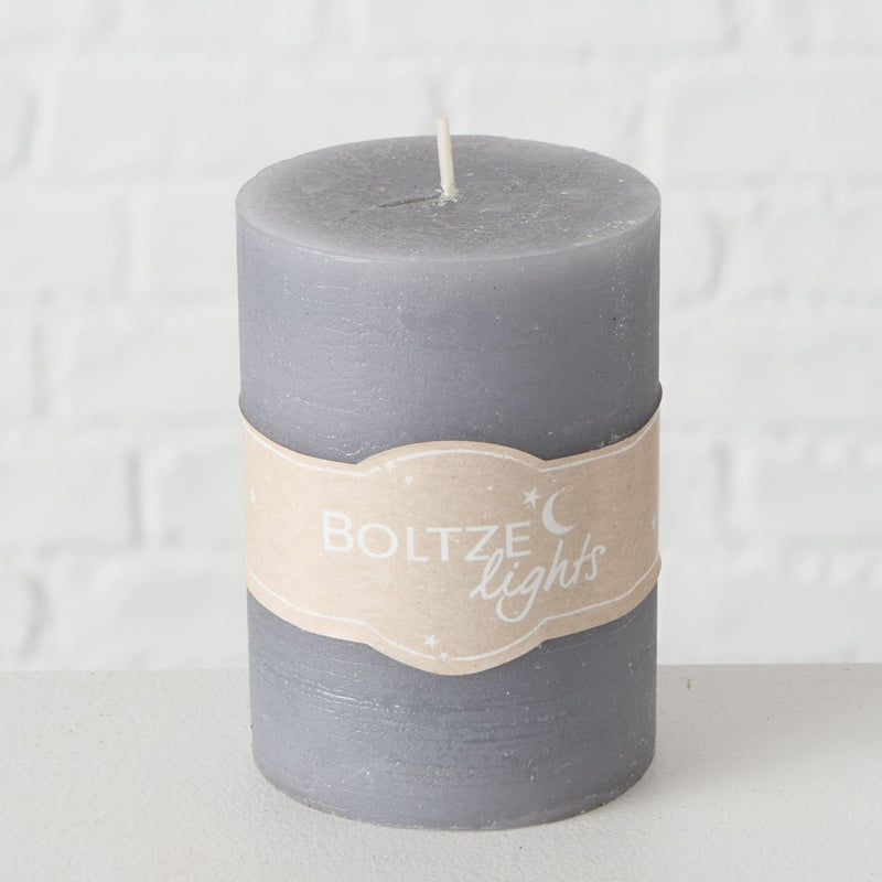 3er Set  Stumpen Kerzenset " Boltze light " in GRAU, toller Vintage Landhausstil, 7 cm Durchmesser, Höhe 10 cm, handgearbeitet, 45 Std. Brennzeit, Hoher Neidfaktor