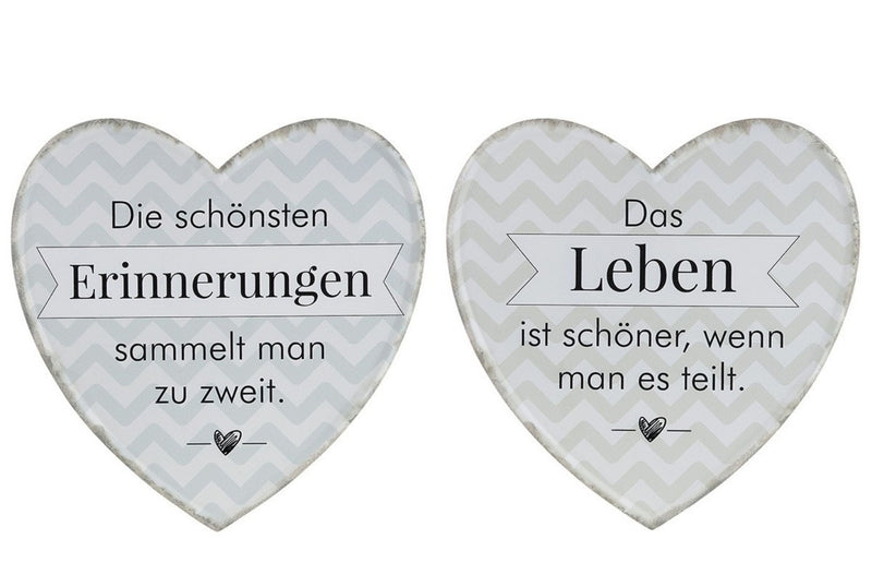Tolles Metallschild , Modell Das Leben..., Material Metall , Maße 25 x 25 cm, Herzform, weiß grau, ideal für Küche, Flur, Cafe, Cafeteria oder einfach Zuhause.