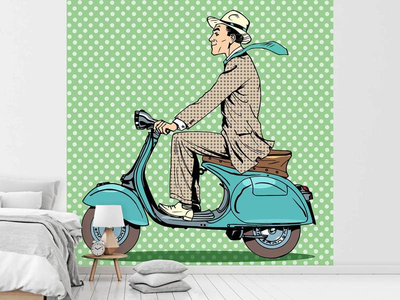 Wall Mural Pop Art Vespa driver