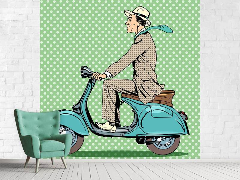 Wall Mural Pop Art Vespa driver