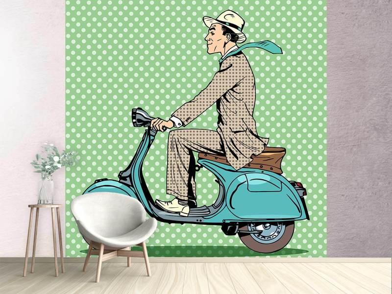 Wall Mural Pop Art Vespa driver