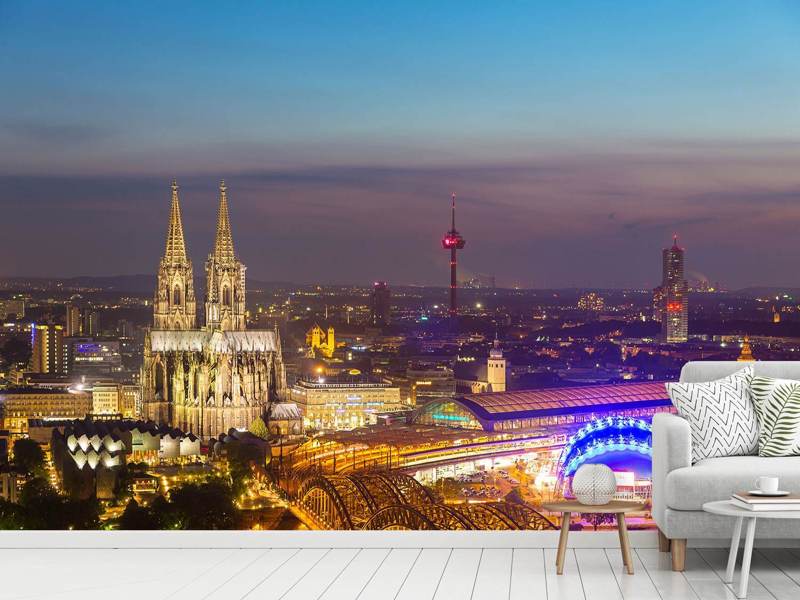 Fototapete Skyline Kölner Dom bei Nacht