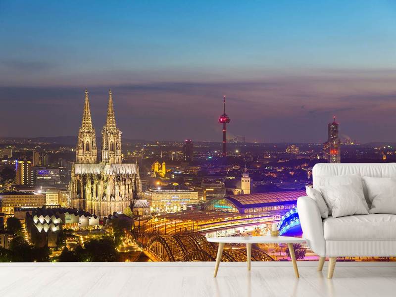 Fototapete Skyline Kölner Dom bei Nacht