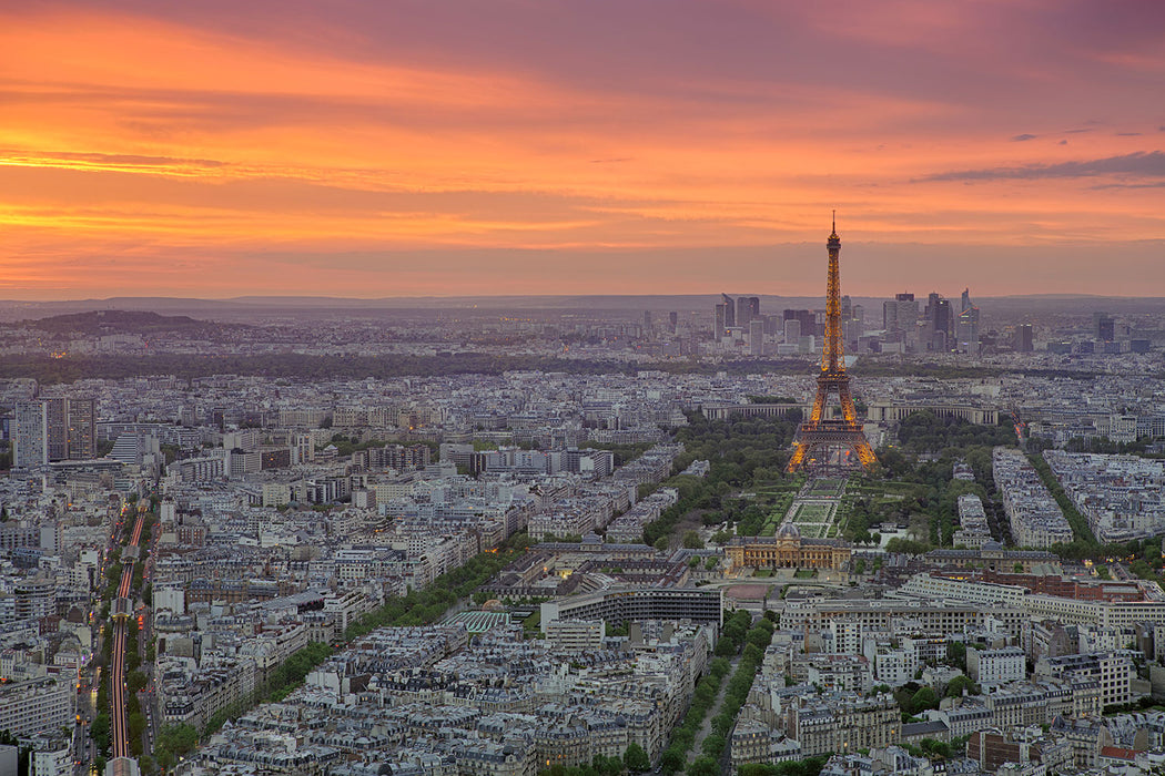 Fototapete Skyline Paris bei Sonnenuntergang