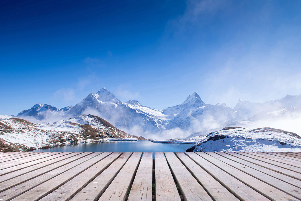 Fototapete Sonnenterrasse am Schweizer Bergsee