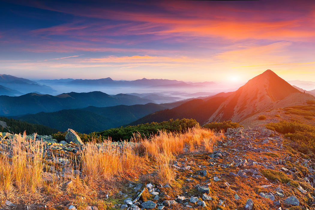 Fototapete Sonnenuntergang in den Alpen