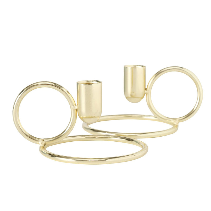 2er Set goldfarbener Kerzenständer , Höhe 7 cm mit 12 cm Breite, Modell KANDY GOLD, Kerzenhalter, Kerzenleuchter, fester Stand, Eisen pulverbeschichtet, hoher Neidfaktor