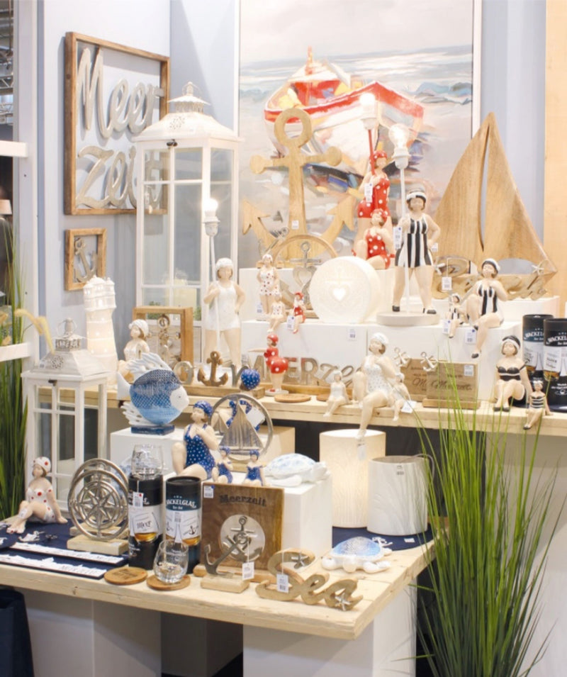 Edler Norden-Anker Aufsteller, Mango-Holz und brüniertes Aluminium, Botschaft: MOIN, Maße 16 x 15 x 5 cm, Farbe Natur und silber, tolle Deko für Haus und Garten, ideale Geschenkidee