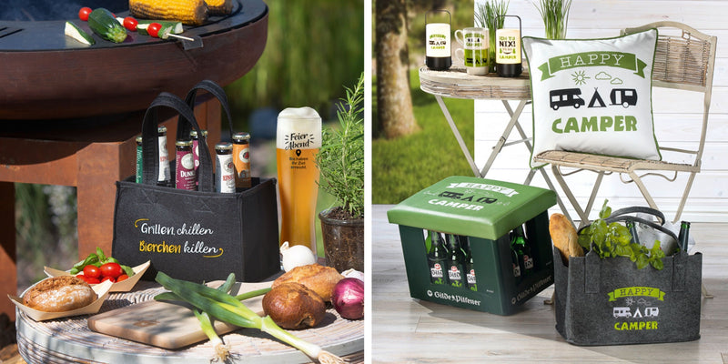 Toller Motto Flaschenträger aus reißfestem Filz, 6 Trennwände, Spruch: GERSTE HILFE. Ideal für 6 Flaschen von 0,33 bis 0,5 Liter Größe. Maße 23 x 15 x 14 cm. Hoher Neidfaktor inclusive.