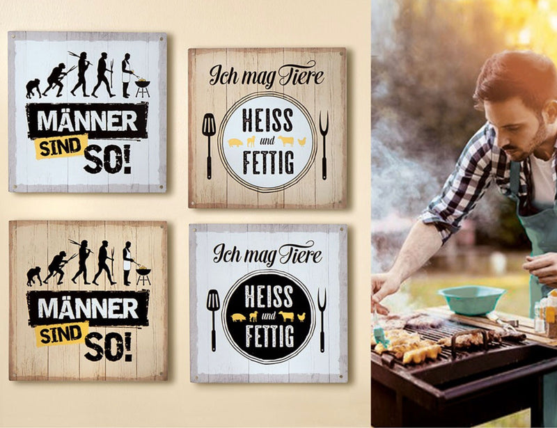 Vintage Retro Blechschild Holzlook Stil, Modell: Ich mag Tiere, Material Metall , Maße 19 x 19 cm, creme, ideal für Garten, Terrasse, Bar, Cafe, Cafeteria oder einfach Zuhause.