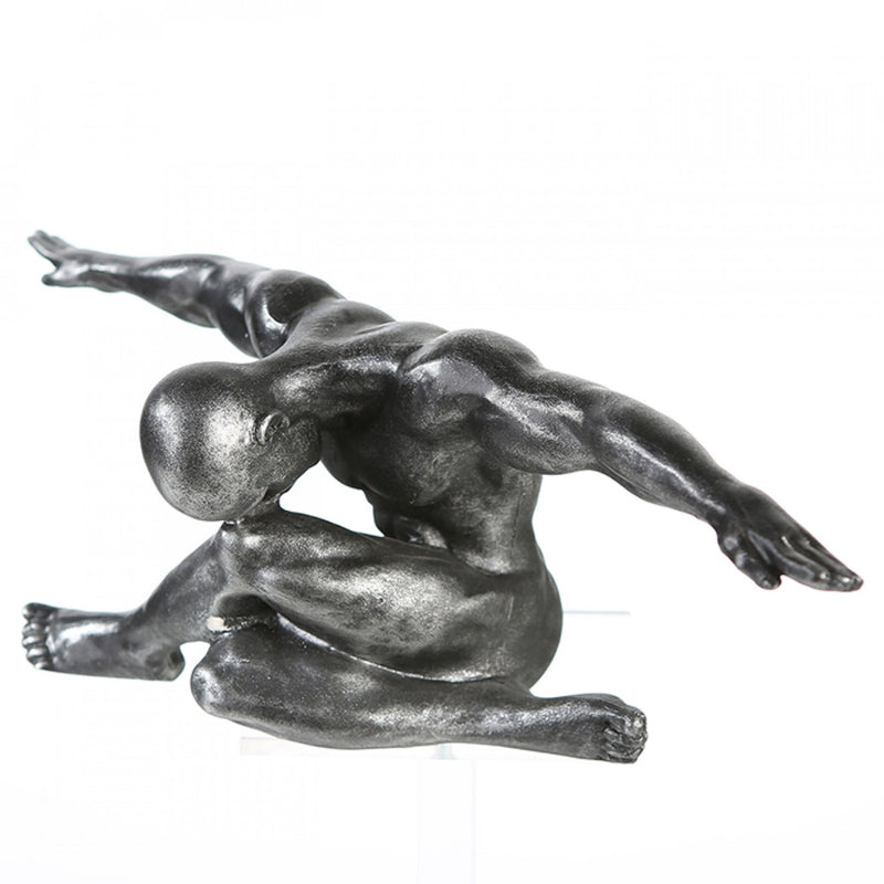 Grosse repräsentative Figur, Athlet Skulptur als Kunstobjekt, Modell „ CLIFFHANGER „ silberfarbenes finish,  Größe 33 x 12 x 11 cm, tolle Geschenkidee