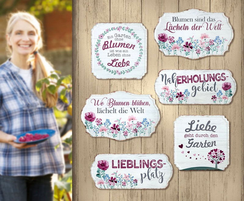 2er Set Garten Metallschilder, LIEBLINGSPLATZ und NAHERHOLUNGSGEBIET , Material Metall , Maße je 35 x 15 cm, weiss rot, ideal für Garten, Terrasse, Bar, Cafe, Cafeteria oder einfach Zuhause.