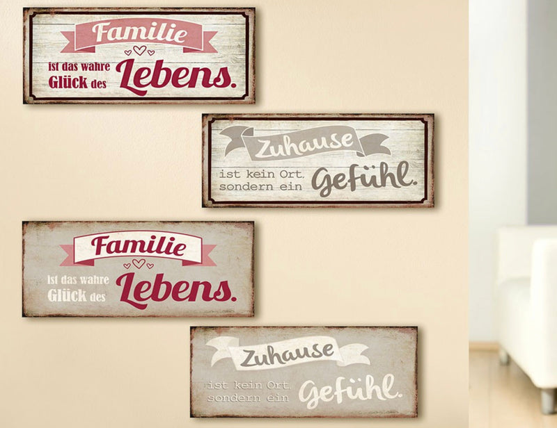 Vintage Retro Metallschild, Maße 21 x 10 cm , Weisheit Zuhause Familie mit Spruch: Familie ist das wahre Glück des Lebens, ideal als Geschenk