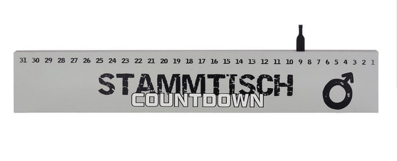 Grosser Holzschriftzug als Countdown Kalender, Modell: Männer Stammtisch, Holz, 42 x 10 x 2 cm, Farbe grau, ideal für Gasthaus, Bar, Cafeteria oder einfach Zuhause.